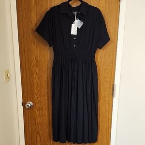J. Crew Black Midi Dress with Short Sleeves